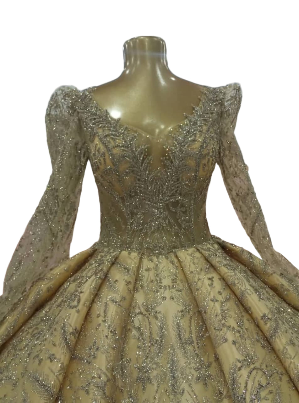 Cream White (Extra top embroidery ) - Jordanian Wedding Gown